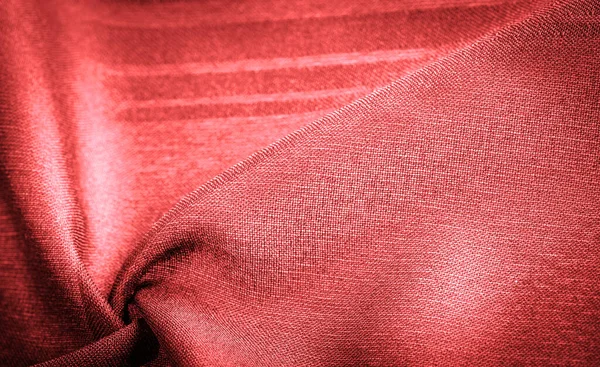 Tekstur Latar Belakang Ornamen Dekoratif Kain Merah Sutra Dengan Garis — Stok Foto