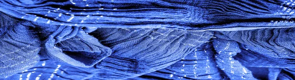 Textúra Háttérkép Dísz Dekoráció Zafír Kék Hullámos Szövet Szövet Párhuzamos — Stock Fotó
