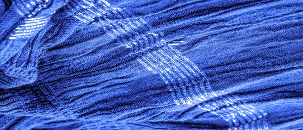 Tekstura Obrazu Tła Ozdoba Dekoracji Szafirowy Niebieski Materiał Falisty Tkanina — Zdjęcie stockowe