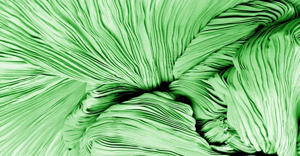 Texture Background Pattern Fabric Silk Pleated Green Beautiful Quality Fabric — Stock Photo, Image