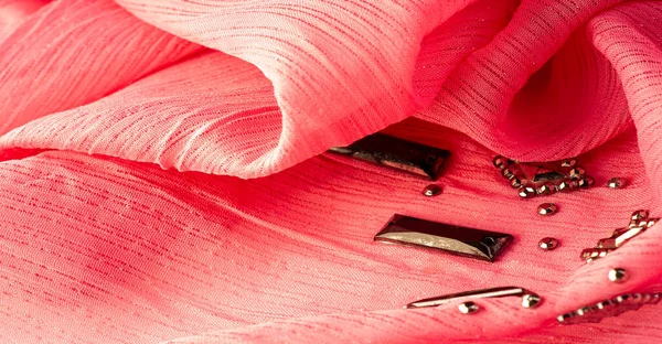 Pozadí Design Textura Hedvábí Vzor Růžová Tkanina Lepidlem Dekorativní Facetované — Stock fotografie