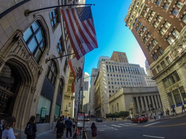 San Francisco, Abd - 24 Eylül 2019, finansal iş bölgesi, San Francisco, Kaliforniya'nın merkezinde modern gökdelenler, balıkgözü görünümü. Konsept, Amerikan rüyası.