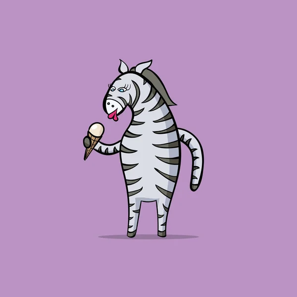 Zebra is het eten van ijs. — Stockvector