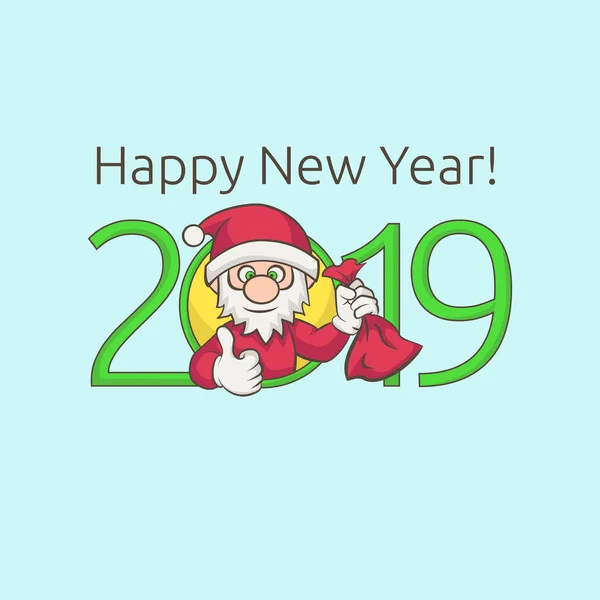Feliz Año Nuevo. Santa Claus. 2019 — Vector de stock