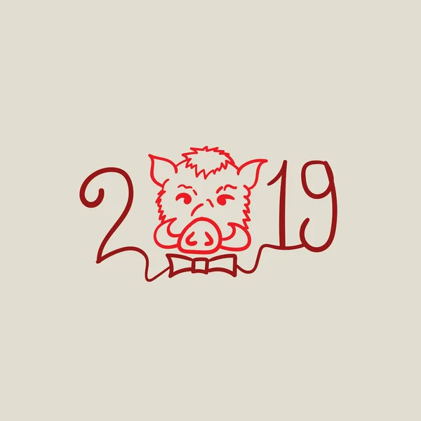 Feliz año nuevo. Un año de jabalíes. 2019 — Vector de stock