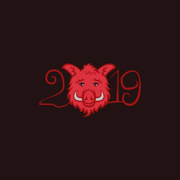 Feliz año nuevo. Un año de jabalíes. 2019 — Vector de stock