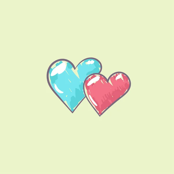 Romantiska Illustration av hjärtan — Stock vektor