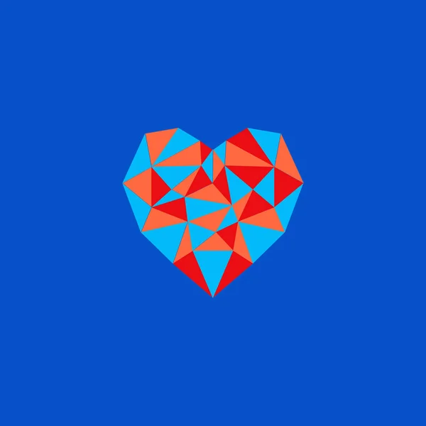 Corazón poligonal de triángulos — Vector de stock