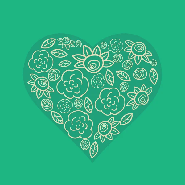 Corazón de flores — Vector de stock