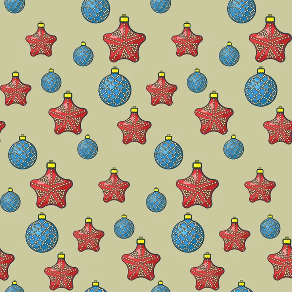 Christmas baubles seamless pattern vector - Stok Vektor