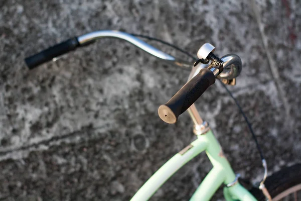 Close Beautiful Young Woman Bicycle Handlebar Wheels Body Part Hands — Stock Photo, Image