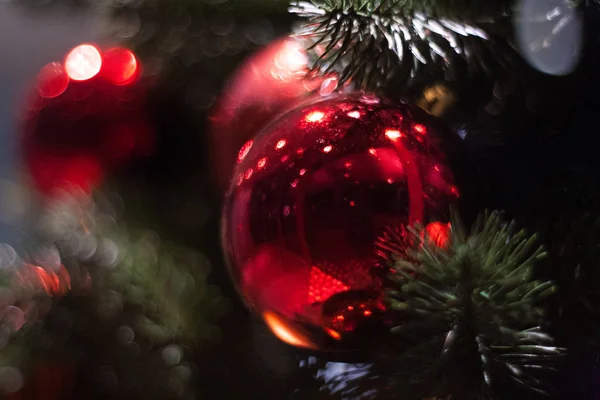 Dekoration Weihnachtsbaum Weihnachtsschmuck Weihnachtsspielzeug Nahaufnahme Neujahr — Stockfoto