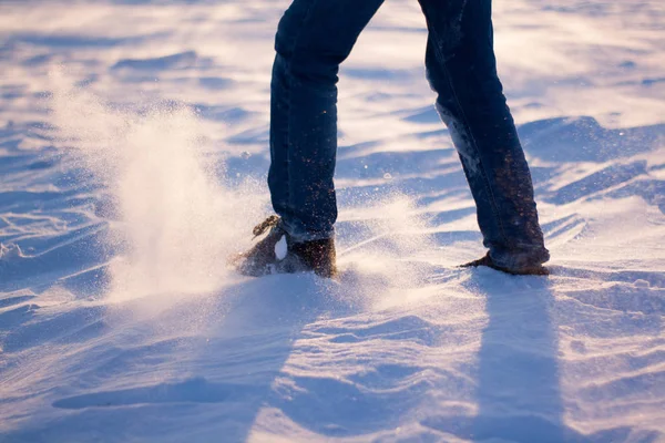 Stiefel Schnee — Stockfoto