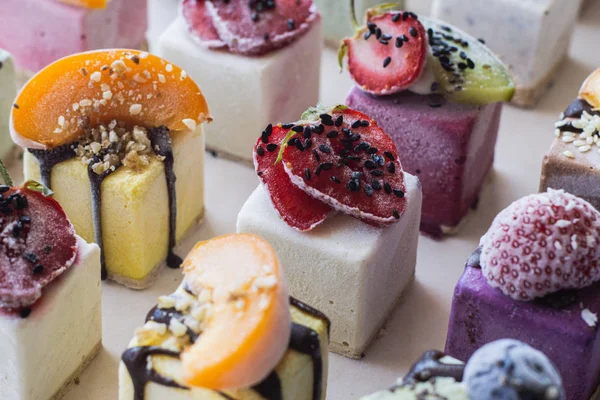 Vegan raw desserts, cakes and candies. Love for a healthy vegan food concept