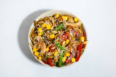 Asya udonu sobası soyutlanmış erişte, konsept gıda