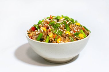 Sebzeli Asya pirinci izolasyon, konsept gıda