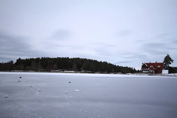 lake house coast Golcuk Lake in winter