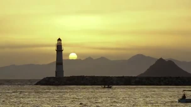 Pobřežní Město Turgutreis Velkolepé Západy Slunce — Stock video