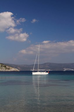 Küçük bir sahil kasabası muhteşem gün batımı Bodrum,Türkiye