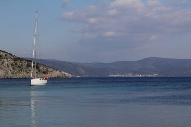 Küçük bir sahil kasabası muhteşem Sunset, Bodrum,Türkiye