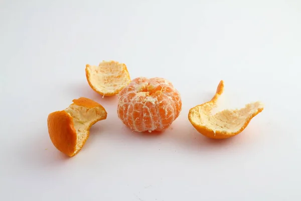 Ripe Mandarin Leaves Close White Background Tangerine Orange Leaves White — Stock Photo, Image