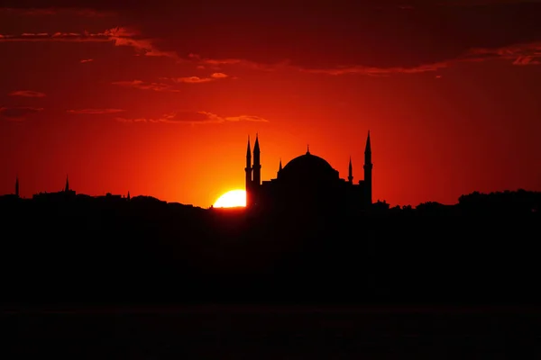 Ramadan Temps Avec Ville Musulmane Istanbul Silhouette — Photo