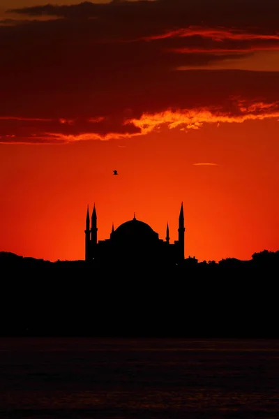 Ramadan time with the muslim city istanbul silhouette