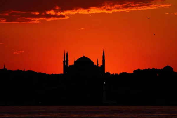 Ramadan Temps Avec Ville Musulmane Istanbul Silhouette — Photo