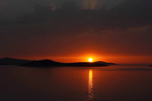 Cidade Costeira Turgutreis Pôr Sol Espetacular — Fotografia de Stock