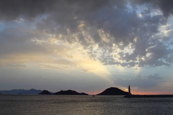 Cidade Costeira Turgutreis Pôr Sol Espetacular — Fotografia de Stock