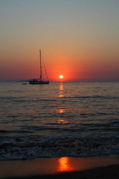 Ville Balnéaire Turgutreis Couchers Soleil Spectaculaires — Photo