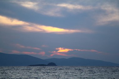 Deniz kenti Bodrum ve muhteşem gün batımları. Mugla, Türkiye