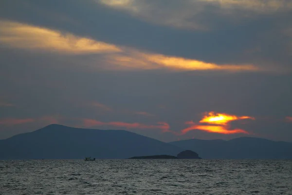 Seaside Cidade Bodrum Pôr Sol Espetacular Mugla Turquia — Fotografia de Stock