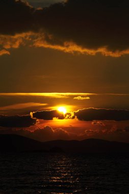 Deniz kenti Bodrum ve muhteşem gün batımları. Mugla, Türkiye