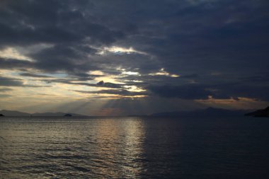 Deniz kenti Bodrum ve muhteşem gün batımları. Mugla, Türkiye
