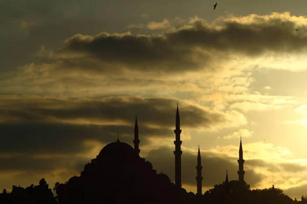 Ramadan Temps Avec Ville Musulmane Istanbul Silhouette — Photo