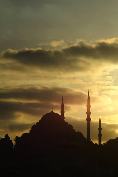 Ramadan Temps Avec Ville Musulmane Istanbul Silhouette — Photo