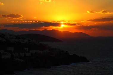 Deniz kenti Bodrum ve muhteşem gün batımları. Mugla, Türkiye
