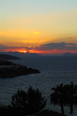 Deniz kenti Bodrum ve muhteşem gün batımları. Mugla, Türkiye