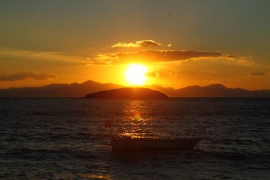 Deniz kenti Bodrum ve muhteşem gün batımları. Mugla, Türkiye