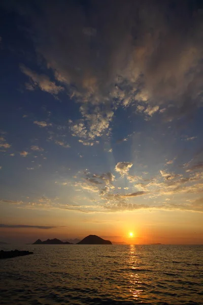 Küstenstadt Bodrum Und Spektakuläre Sonnenuntergänge Mugla Türkei — Stockfoto