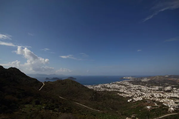 Kuststaden Bodrum Och Spektakulära Solnedgångar Fågelperspektiv — Stockfoto