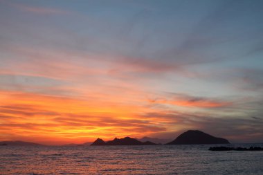 Deniz kenti Bodrum ve muhteşem gün batımları. Mugla, Türkiye