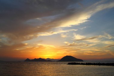 Deniz kenti Bodrum ve muhteşem gün batımları. Mugla, Türkiye