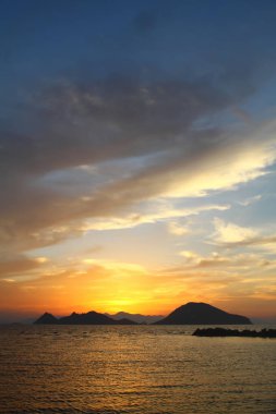 Deniz kenti Bodrum ve muhteşem gün batımları. Mugla, Türkiye