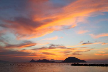 Deniz kenti Bodrum ve muhteşem gün batımları. Mugla, Türkiye