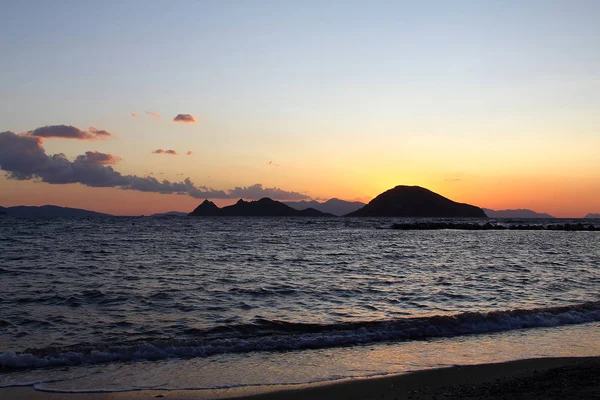 Seaside Cidade Bodrum Pôr Sol Espetacular Mugla Turquia — Fotografia de Stock