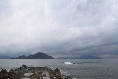 Bodrum sahil kasabası ve muhteşem gün batımı. Muğla, Sonbahar Saati ile Türkiye