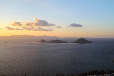 Deniz kenti Bodrum ve muhteşem gün batımları. Mugla, Türkiye