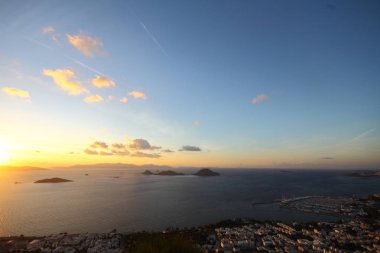 Deniz kenti Bodrum ve muhteşem gün batımları. Mugla, Türkiye
